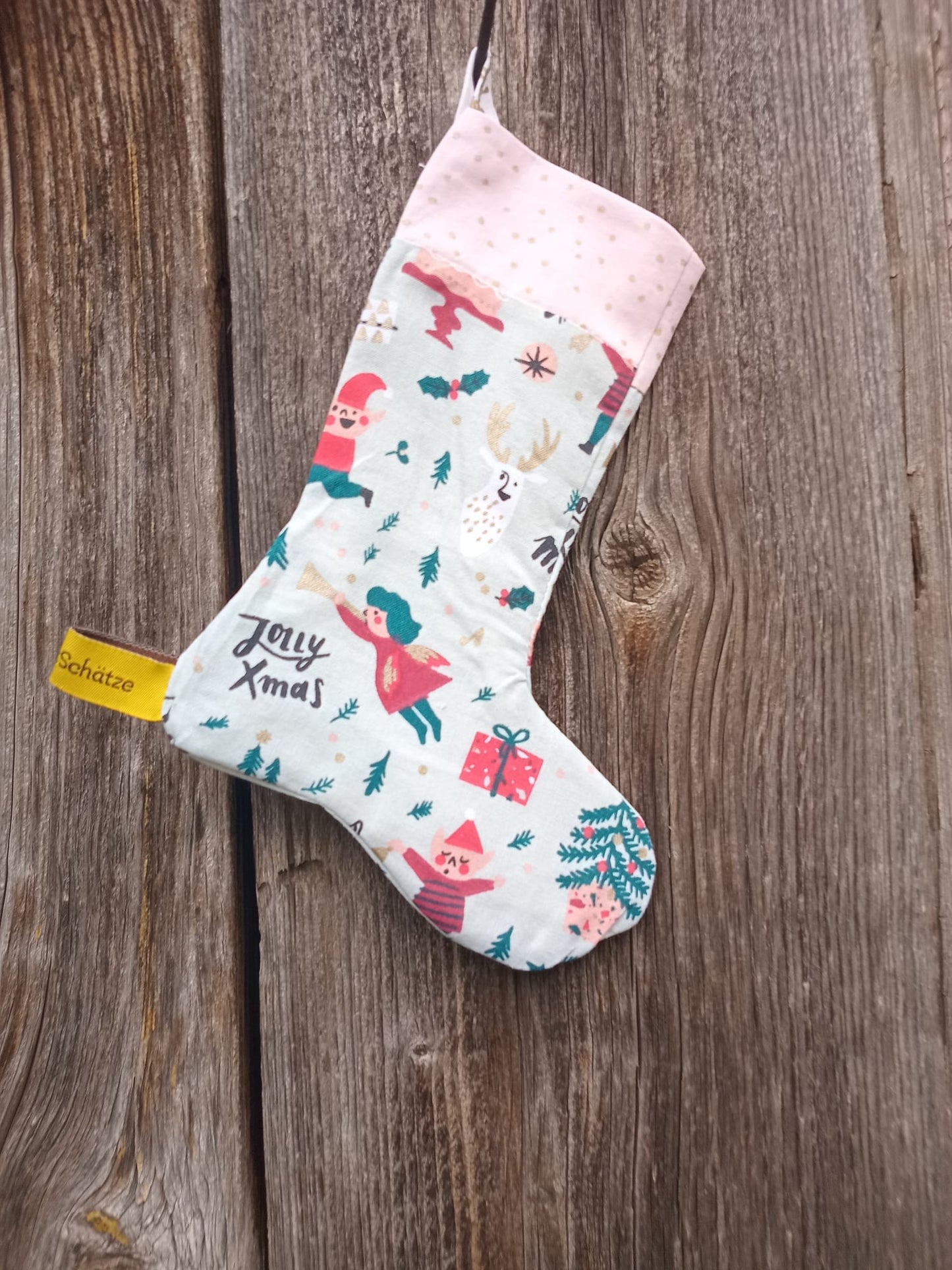 Nikolausstiefel "Weihnachtsmotive hellblau"