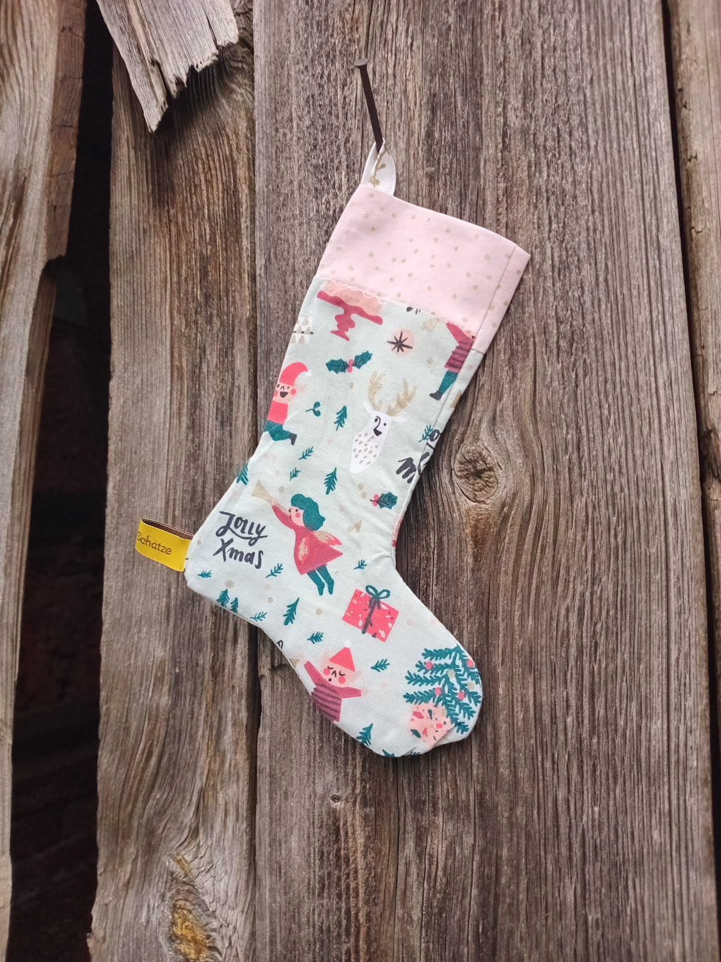 Nikolausstiefel "Weihnachtsmotive hellblau"