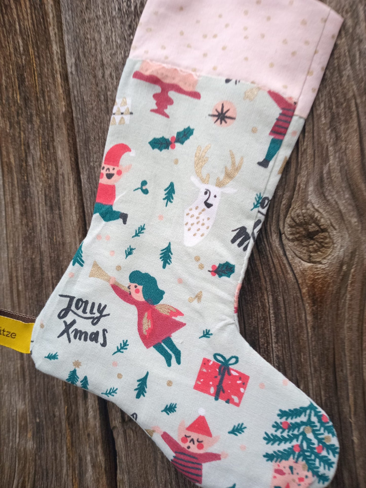 Nikolausstiefel "Weihnachtsmotive hellblau"